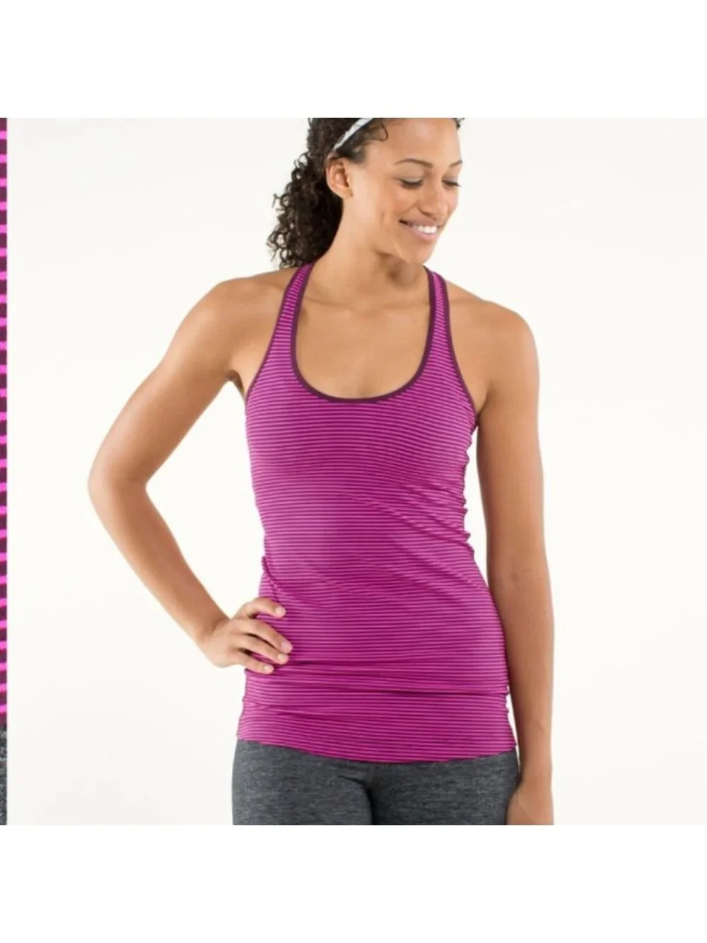 Lululemon Cool Racerback Hyper Stripe Raspberry Glo Light / Plum